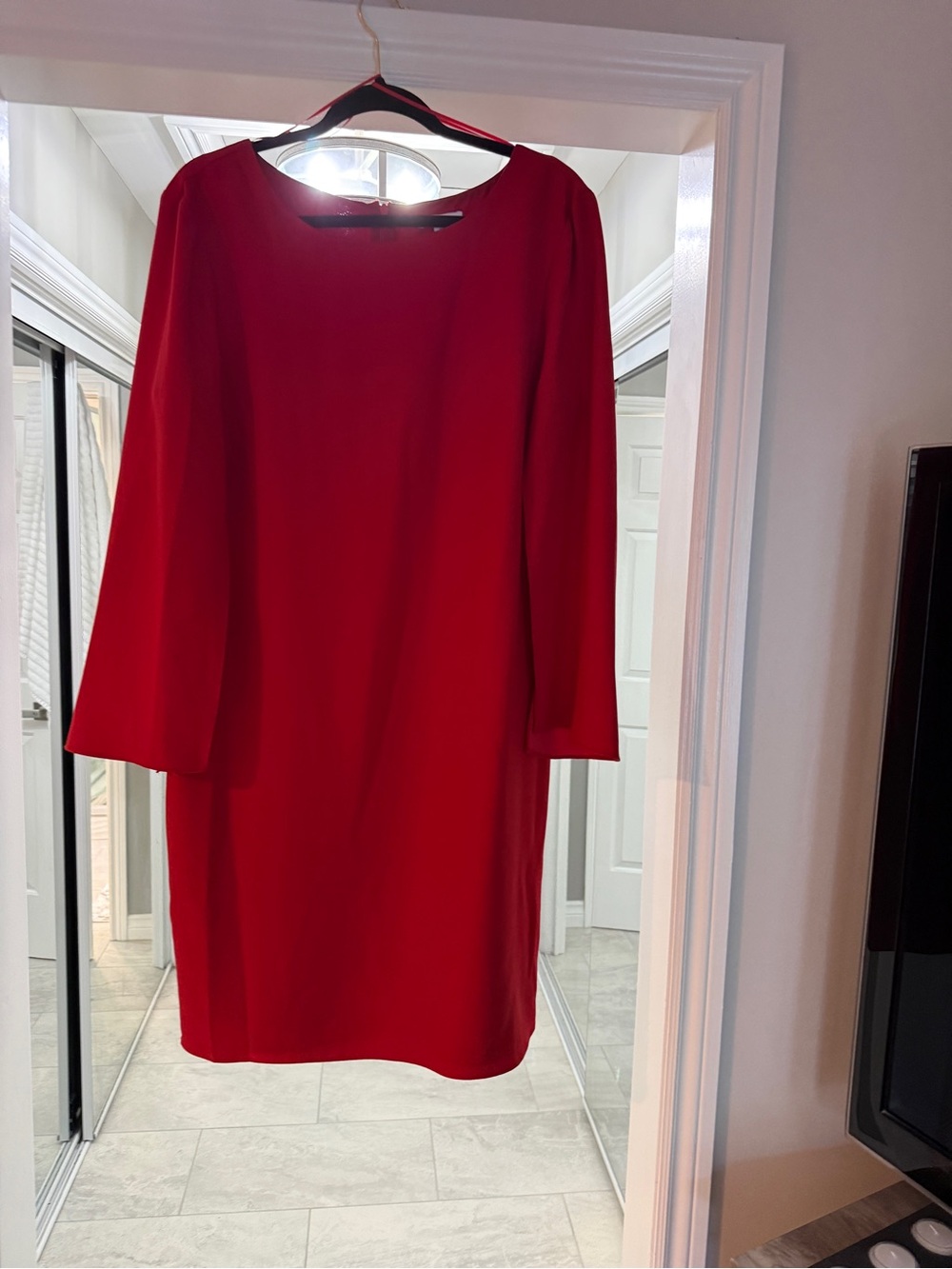 Halston Heritage Red Midi Shift Dress